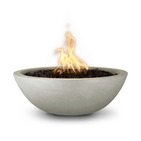 The Outdoor Plus 27 Round Sedona Fire Bowl - GFRC Concrete - Ash - Match Lit - Natural Gas OPT-27RFO-ASH-NG